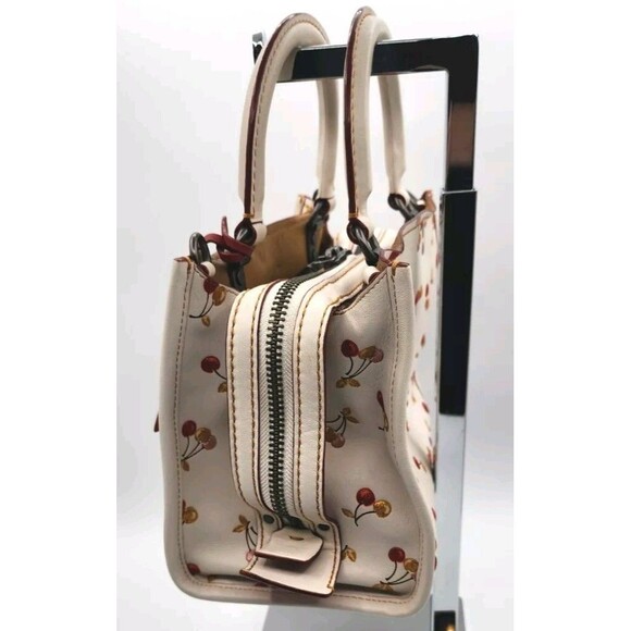 Coach Rogue 25 in Glitter Multi Cherries Print Chalk And Red Leather Bag 21636 - Picture 3 of 8